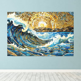 Ocean wave mosaic 001 canvas afdruk