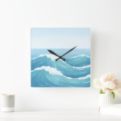 Ocean Wave Muur Klok – Blauw & Wit Kustontwerp (Huis)