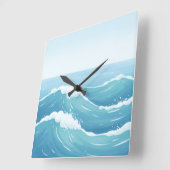Ocean Wave Muur Klok – Blauw & Wit Kustontwerp (Hoek)