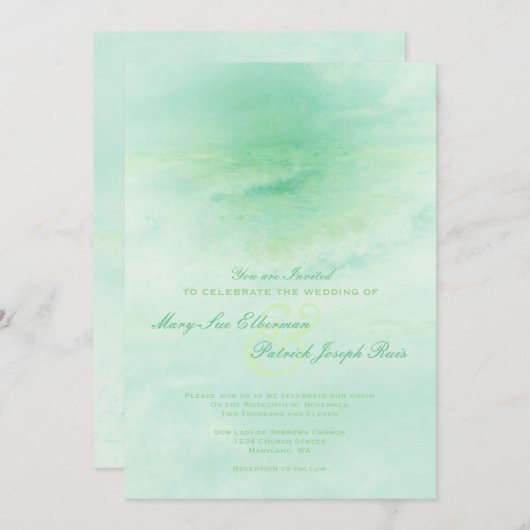 Ocean Wave over de uitnodiging voor het groene huw (Voorkant / Achterkant)