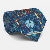 Ocean Wave Personification Illustration Stropdas (Opgerold)