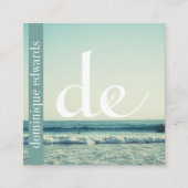 Ocean Wave QR Professioneel Monogram Wit Vierkante Visitekaartje (Voorkant)