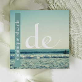 Ocean Wave QR Professioneel Monogram Wit Vierkante Visitekaartje