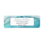 Ocean Wave Scene Blauw Modern Chic Etiket (Voorkant)