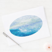 Ocean wave schilderij zee schuimschilderij ovale sticker (Envelop)