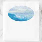 Ocean wave schilderij zee schuimschilderij ovale sticker (Tas)