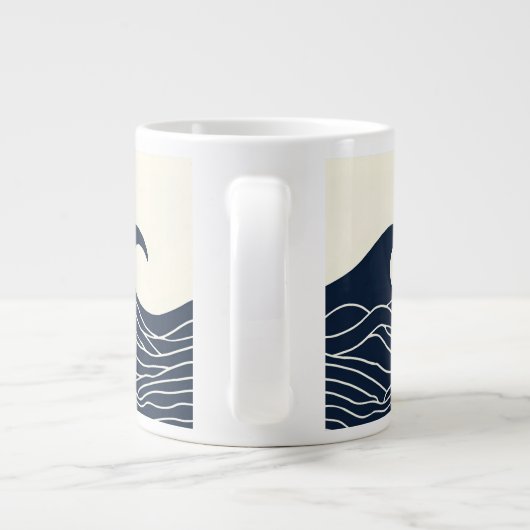 Ocean Wave Silhouette Coastal Mug Grote Koffiekop (Achterkant)