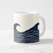 Ocean Wave Silhouette Coastal Mug Grote Koffiekop (Voorkant rechts)