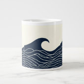 Ocean Wave Silhouette Coastal Mug Grote Koffiekop (Voorkant)