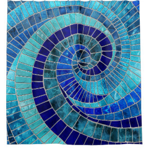 Ocean Wave Spiral mozaïek kunst Douchegordijn