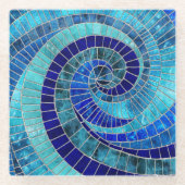 Ocean Wave Spiral mozaïek kunst Glazen Onderzetter (Voorkant)