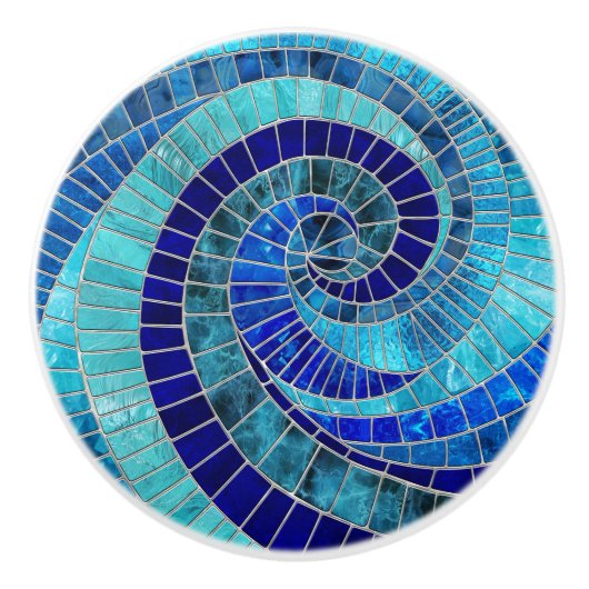 Ocean Wave Spiral mozaïek kunst Keramische Knop (Voorkant)