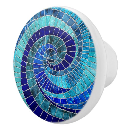 Ocean Wave Spiral mozaïek kunst Keramische Knop (Rechts)