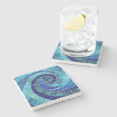 Ocean Wave Spiral mozaïek kunst Stenen Onderzetter (Zijkant)