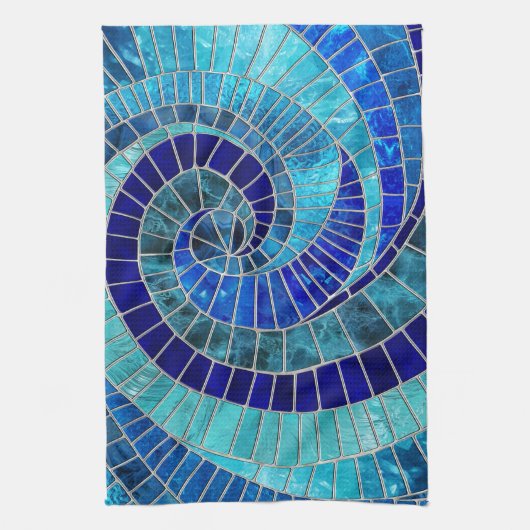 Ocean Wave Spiral mozaïek kunst Theedoek (Verticaal)