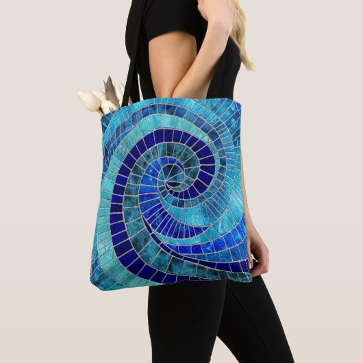 Ocean Wave Spiral mozaïek kunst Tote Bag (Dichtbij)