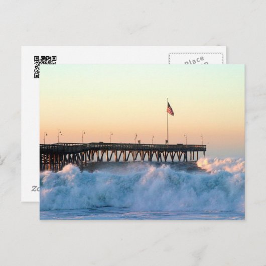Ocean Wave Storm Pier Briefkaart (Voorkant / Achterkant)