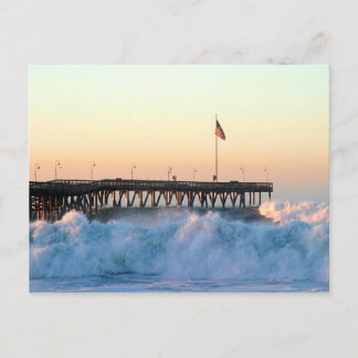 Ocean Wave Storm Pier Briefkaart
