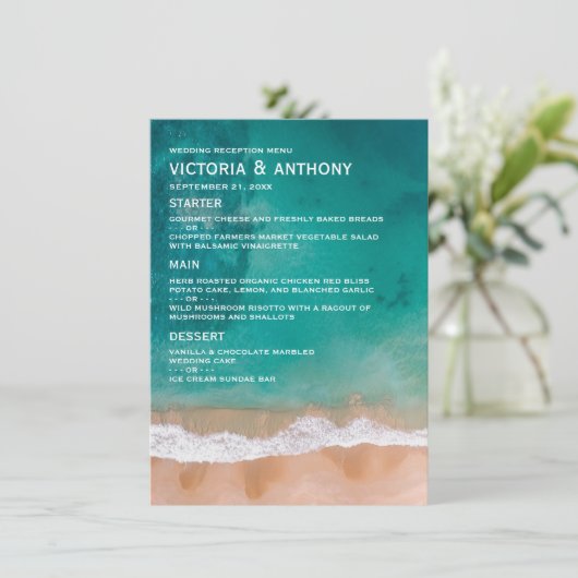 Ocean Wave, Strand Bruiloft Menu (Staand voorkant)