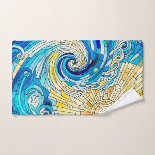 Ocean Wave Sun mozaïek kunst Bad Handdoek (Handdoek)