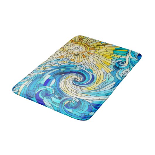 Ocean Wave Sun mozaïek kunst Badmat (Gekanteld)