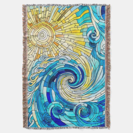 Ocean Wave Sun mozaïek kunst Deken (Voorkant Verticaal)