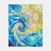 Ocean Wave Sun mozaïek kunst Fleece Deken (Voorkant)