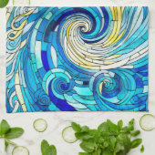 Ocean Wave Sun mozaïek kunst Theedoek (Gevouwen)