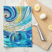 Ocean Wave Sun mozaïek kunst Theedoek (Quarter Fold)