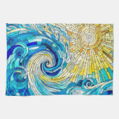 Ocean Wave Sun mozaïek kunst Theedoek (Horizontaal)