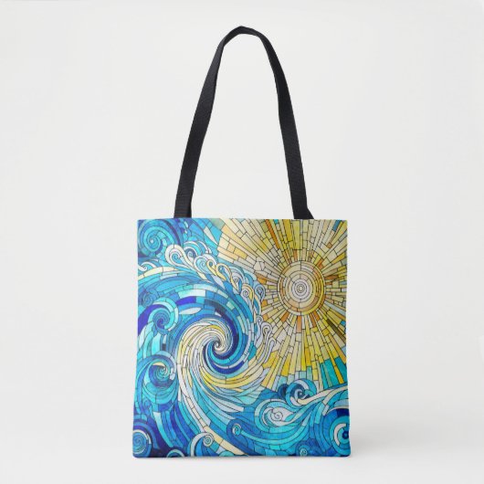 Ocean Wave Sun mozaïek kunst Tote Bag (Voorkant)