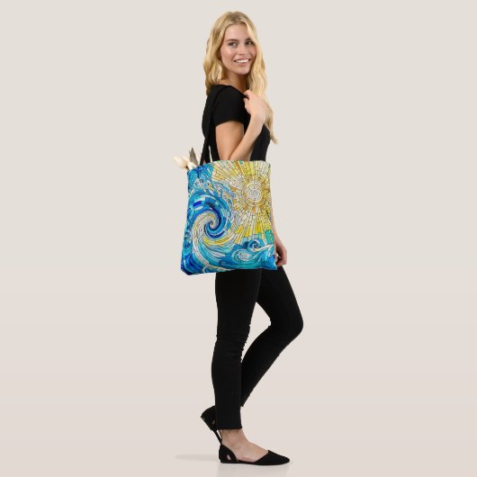 Ocean Wave Sun mozaïek kunst Tote Bag (Op model)