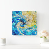 Ocean Wave Sun mozaïek kunst Vierkante Klok (Huis)