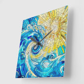 Ocean Wave Sun mozaïek kunst Vierkante Klok (Hoek)