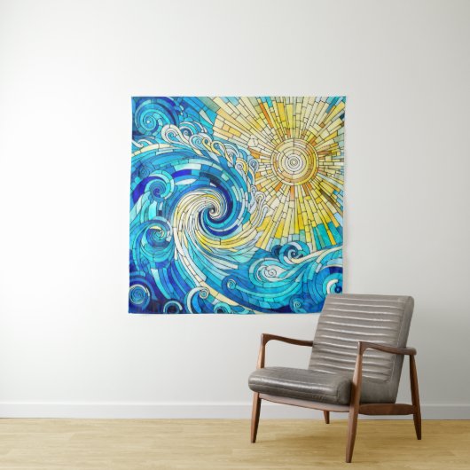 Ocean Wave Sun mozaïek kunst Wandkleed (In situ)