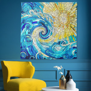 Ocean Wave Sun mozaïek kunst Wandkleed