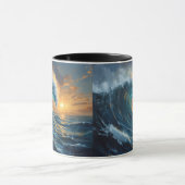 Ocean Wave Sunset Art – Abstract Sea Design Mok (Midden)