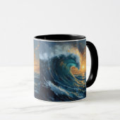 Ocean Wave Sunset Art – Abstract Sea Design  Mok (Voorkant rechts)