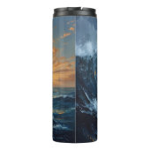 Ocean Wave Sunset Art – Abstract Sea Design  Thermosbeker (Achterkant)