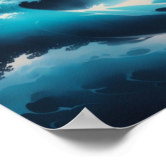 Ocean Wave Sunset Azië Stijl Poster (Hoek)