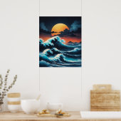 Ocean Wave Sunset Azië Stijl Poster (Keuken)