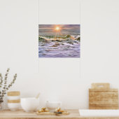 Ocean Wave Sunset Illustrated Art Poster (Keuken)