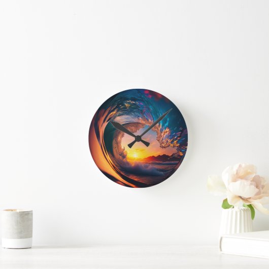 Ocean Wave Sunset Ronde Klok (Huis)