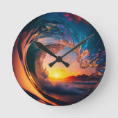 Ocean Wave Sunset Ronde Klok (Voorkant)