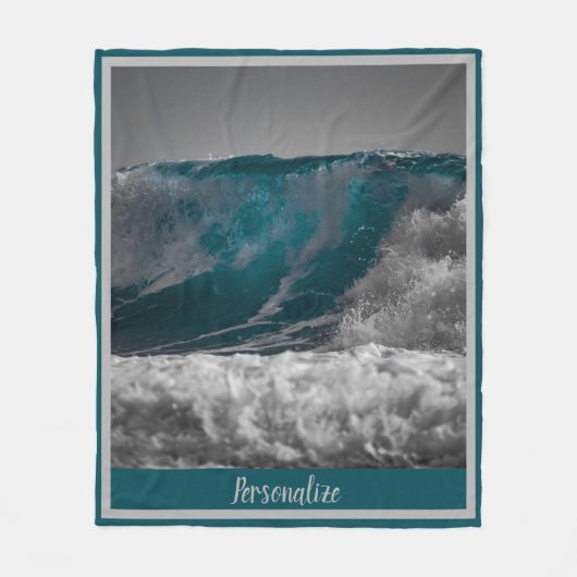 Ocean Wave Surf White Zee Pet Fleece Deken (Voorkant)