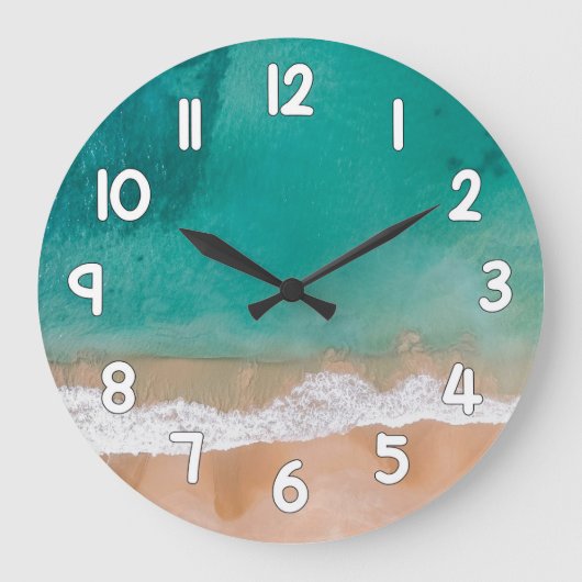 Ocean Wave Wall Clock – Sand and Sea Beach Home De Grote Klok (Voorkant)