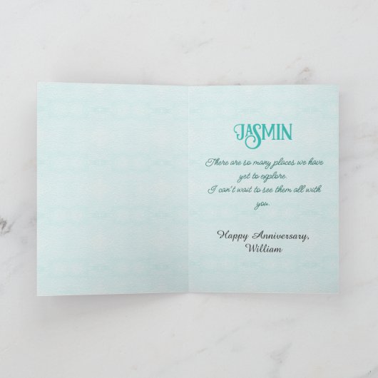 Ocean Wave Waterverf Custom Text Jubileum Kaart (Binnen)