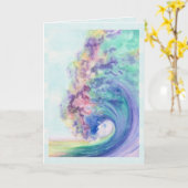 Ocean Wave Waterverf Custom Text Jubileum Kaart (Gele Bloem)