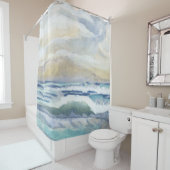 Ocean Wave Waterverf Strand Kustwoning Decor Douchegordijn (In situ)