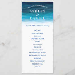 Ocean Wave Waterverf Trouwprogramma voor Ceremony Programmakaart